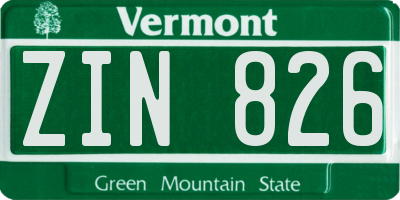VT license plate ZIN826