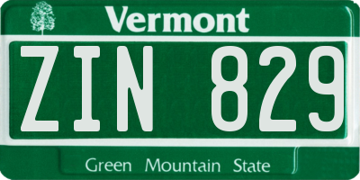 VT license plate ZIN829