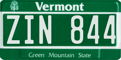 VT license plate ZIN844