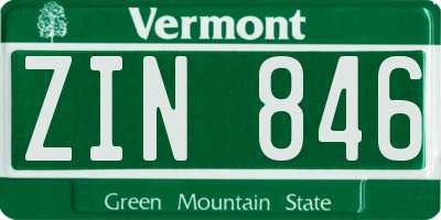 VT license plate ZIN846