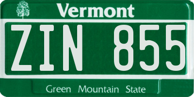 VT license plate ZIN855