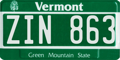 VT license plate ZIN863