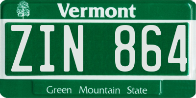 VT license plate ZIN864