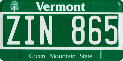 VT license plate ZIN865