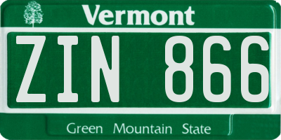 VT license plate ZIN866