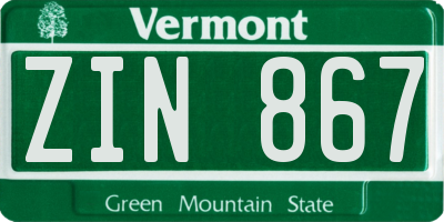 VT license plate ZIN867