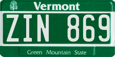 VT license plate ZIN869
