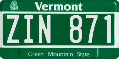 VT license plate ZIN871