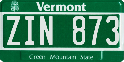VT license plate ZIN873