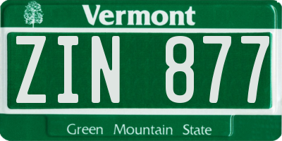 VT license plate ZIN877