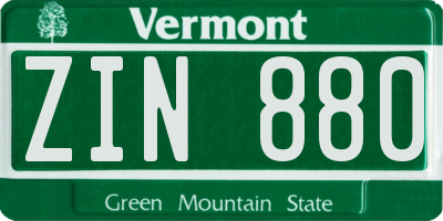 VT license plate ZIN880