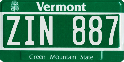 VT license plate ZIN887