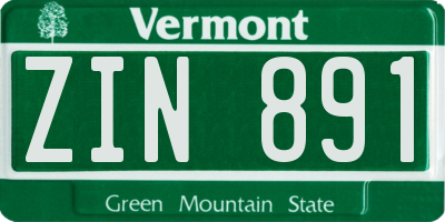 VT license plate ZIN891