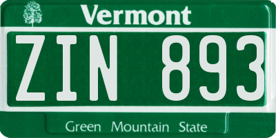 VT license plate ZIN893