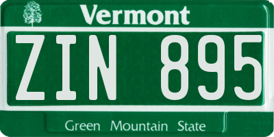 VT license plate ZIN895