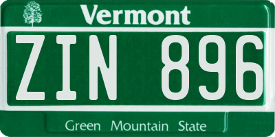 VT license plate ZIN896