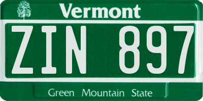 VT license plate ZIN897