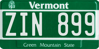 VT license plate ZIN899