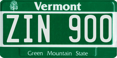 VT license plate ZIN900