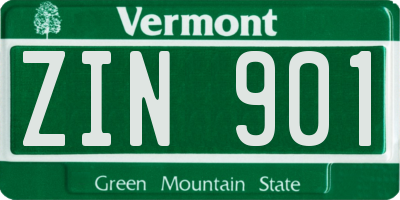 VT license plate ZIN901