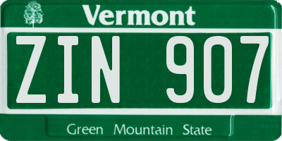VT license plate ZIN907
