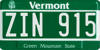 VT license plate ZIN915