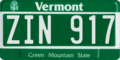 VT license plate ZIN917