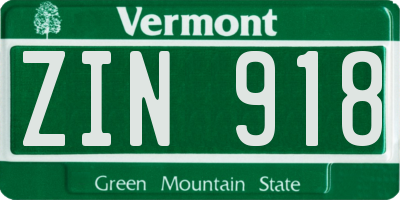 VT license plate ZIN918
