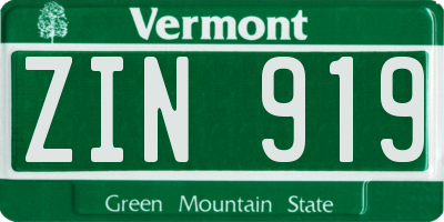 VT license plate ZIN919