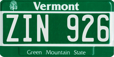 VT license plate ZIN926