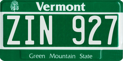 VT license plate ZIN927
