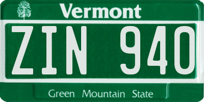 VT license plate ZIN940