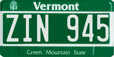VT license plate ZIN945