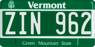 VT license plate ZIN962