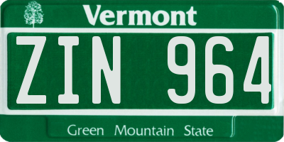 VT license plate ZIN964