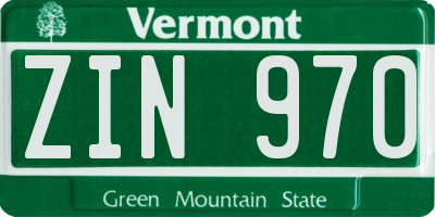 VT license plate ZIN970