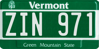 VT license plate ZIN971