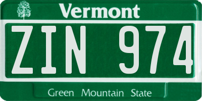 VT license plate ZIN974