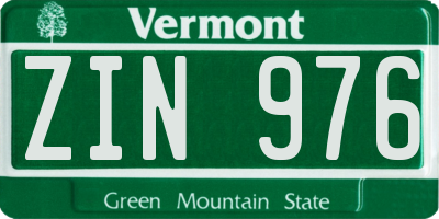 VT license plate ZIN976