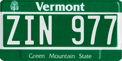VT license plate ZIN977