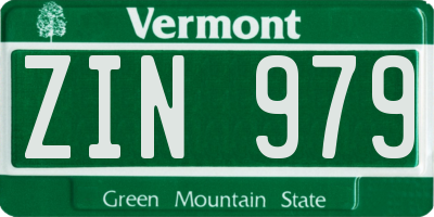 VT license plate ZIN979