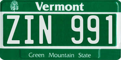 VT license plate ZIN991
