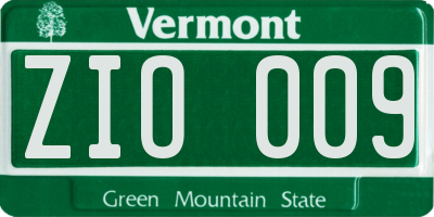 VT license plate ZIO009
