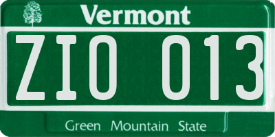 VT license plate ZIO013