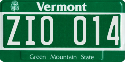 VT license plate ZIO014