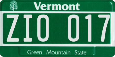 VT license plate ZIO017