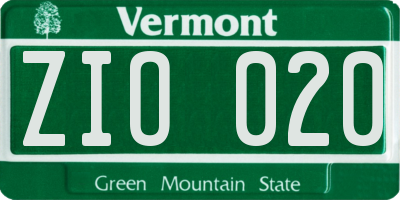 VT license plate ZIO020