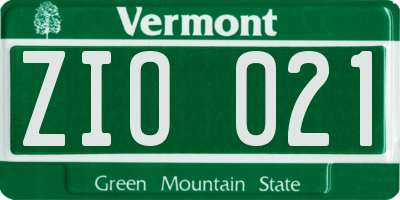 VT license plate ZIO021