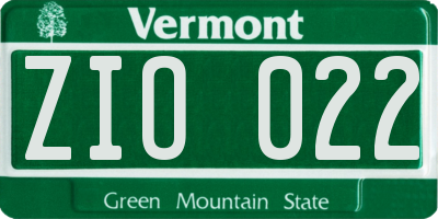 VT license plate ZIO022