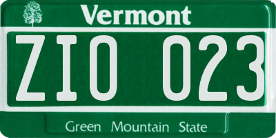 VT license plate ZIO023